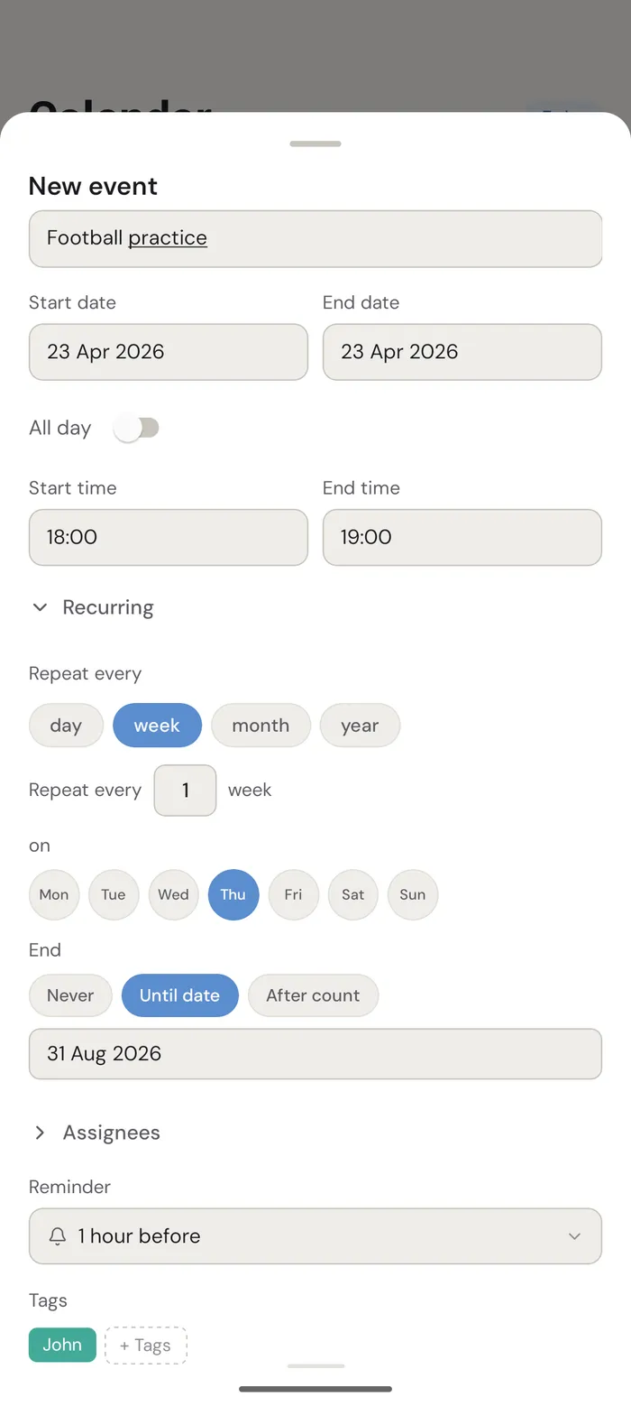 Shared calendar