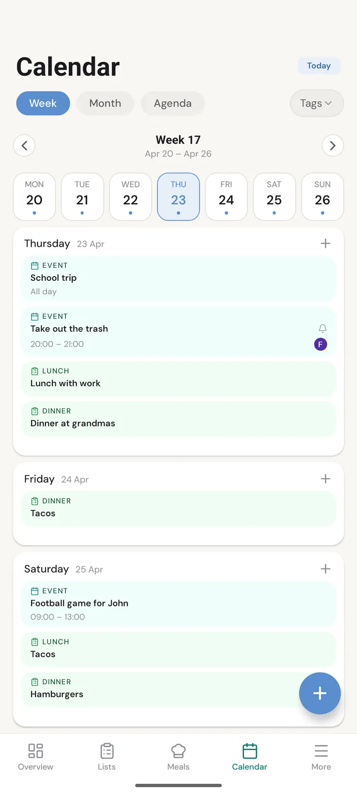 Shared calendar