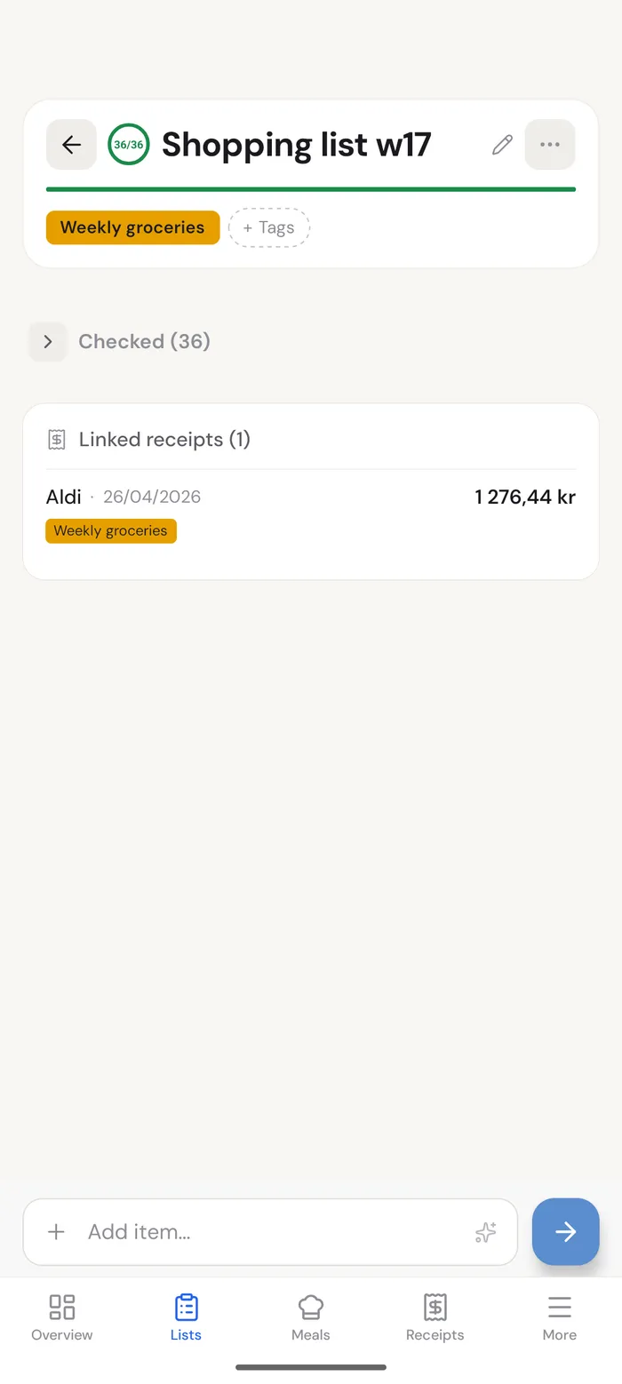 Shared lists