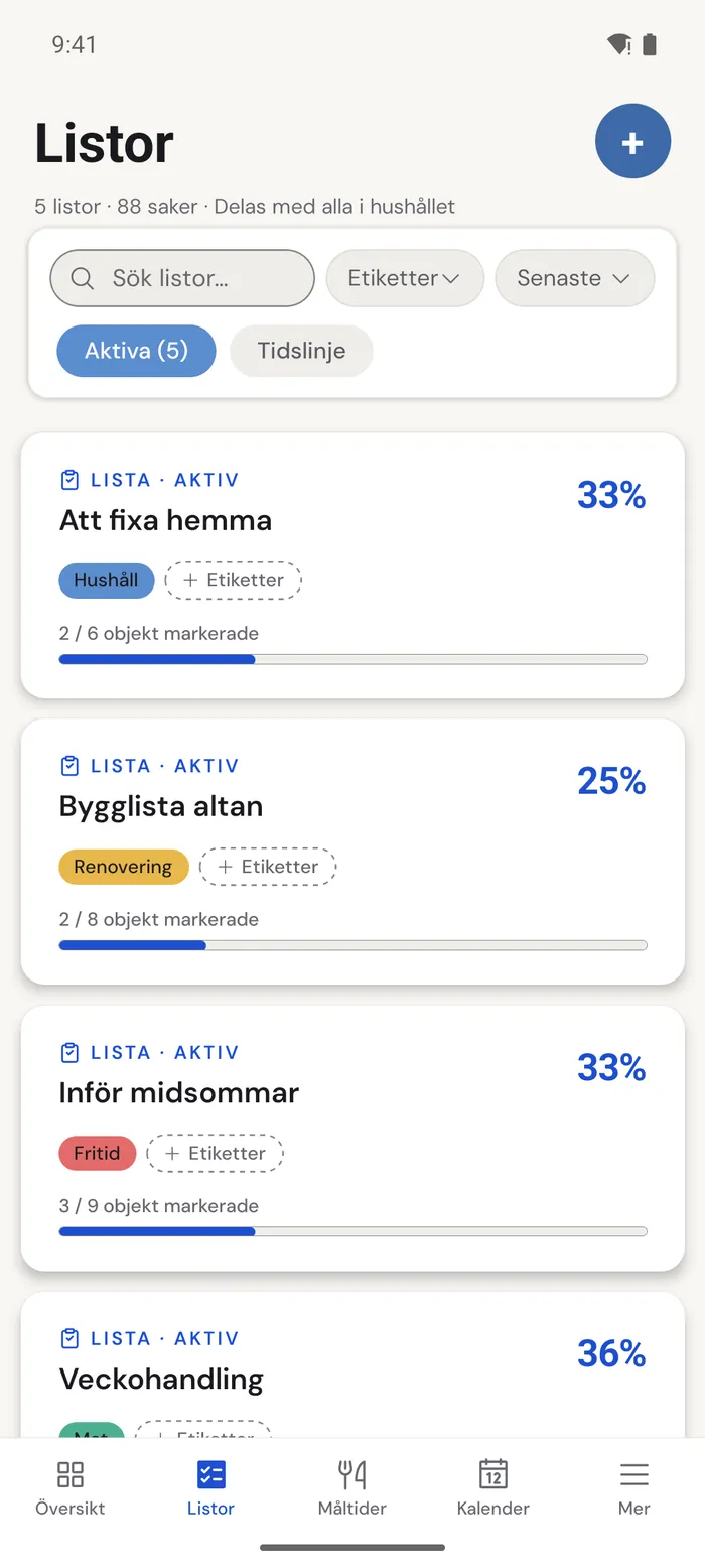 Delade listor